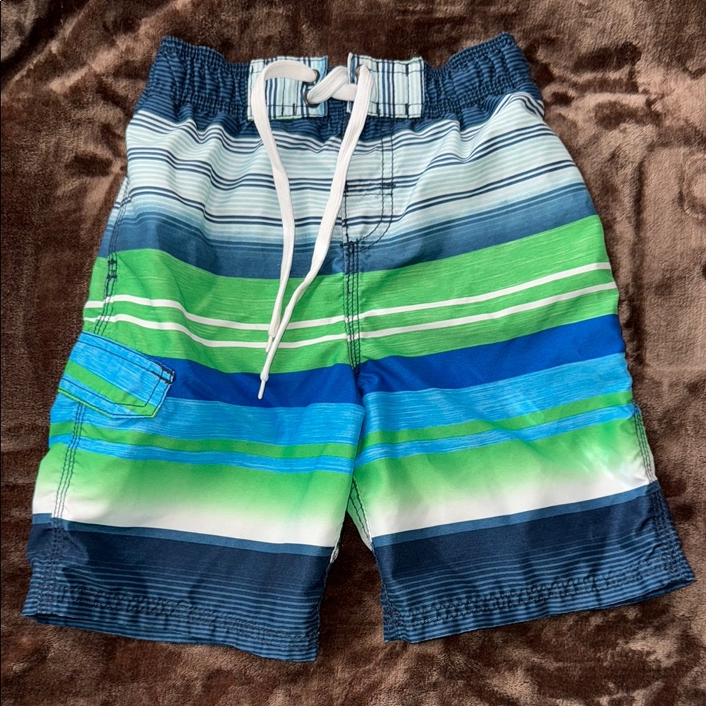 Kanu Surf Kids Swim Trunks - Blue and Green Stripes